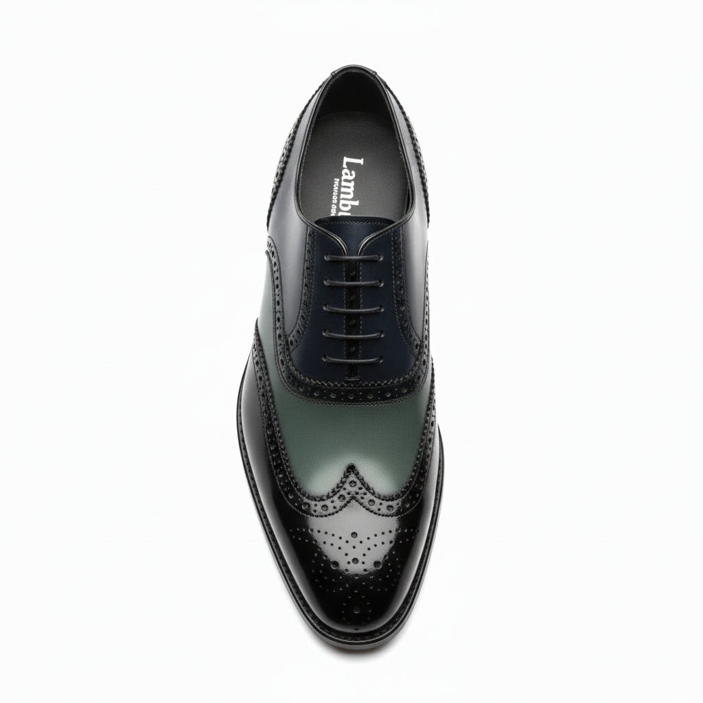 Men's Wing Tip Brogue Lace Up Leather Shoes - top-down-view