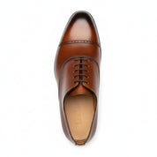 Tan Brown Oxford Dress Shoes for Men - top-down-view