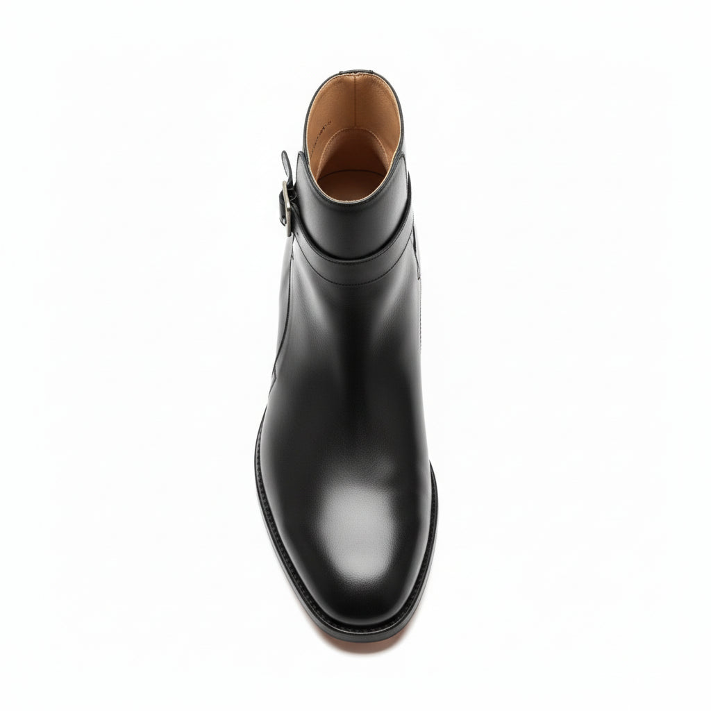 Men's Black Leather Jodhpur Ankle Boots - top-down-view