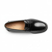 Men's Black Leather Penny Loafers - top-down-view
