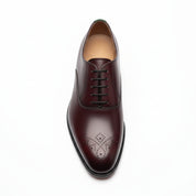 Men's Burgundy Whole Cut Oxford Leather Dress Shoes - top-down-view