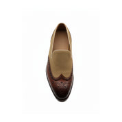 Two-tone Wingtip Brogue Moccasins in Suede and Leather - top-down-view