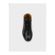 top-down-view - Unisex Black Leather Biker Sneakers