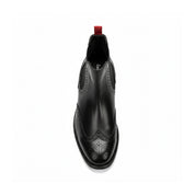 top-down-view - Unisex Black Leather High Ankle Boots
