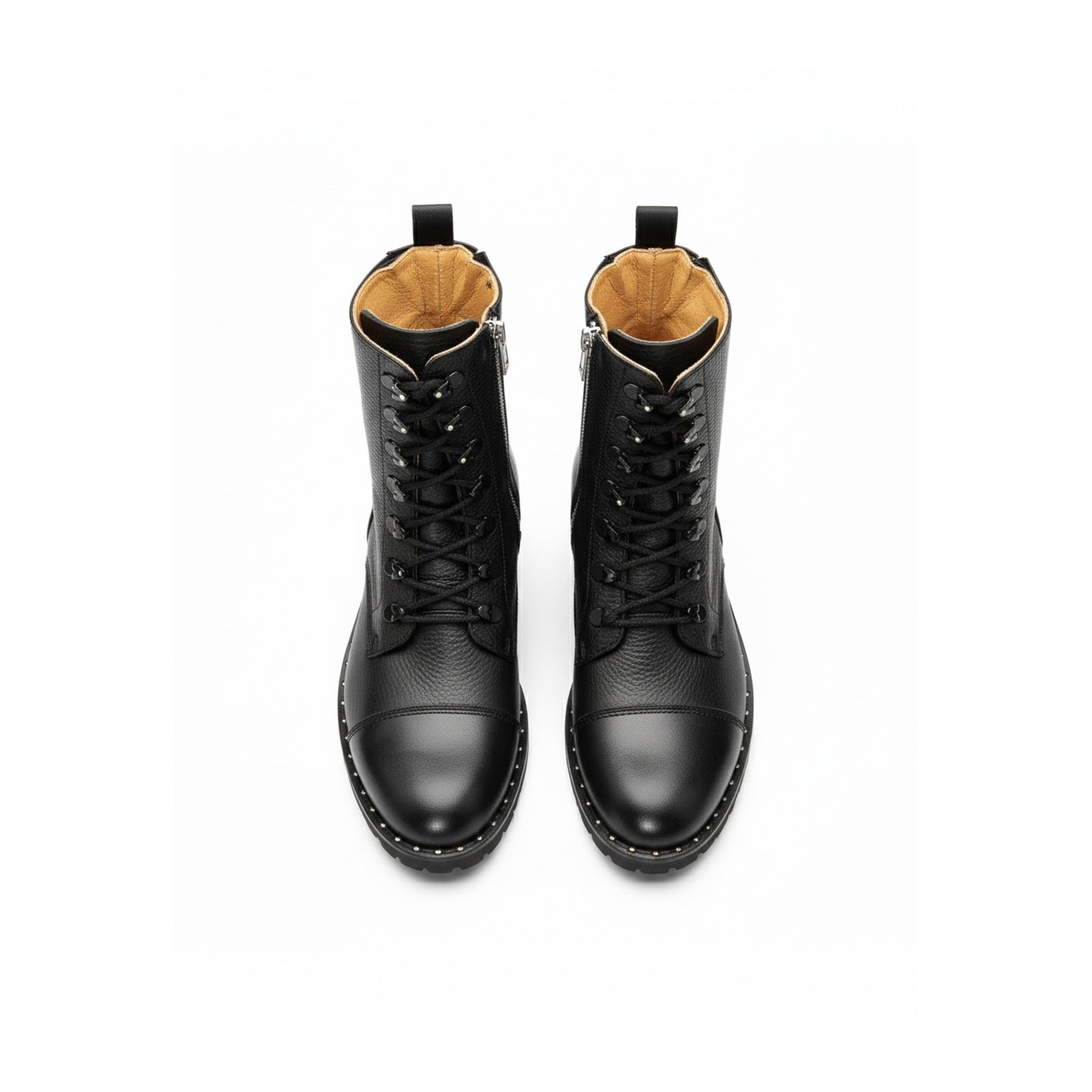 top-down-view - Women's Handmade High Ankle Genuine Leather Biker Boots