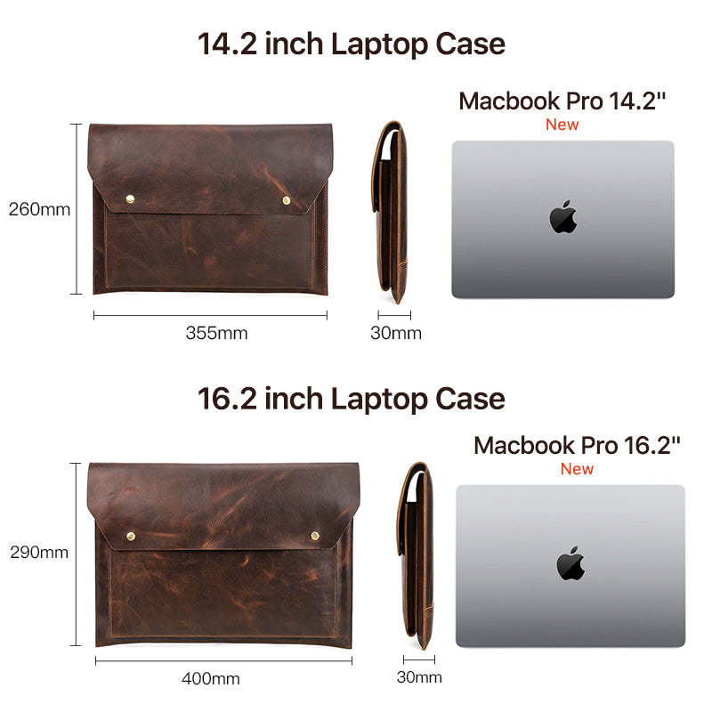 Travel Genuine Leather Laptop Case for MacBook Pro 14" & 16"