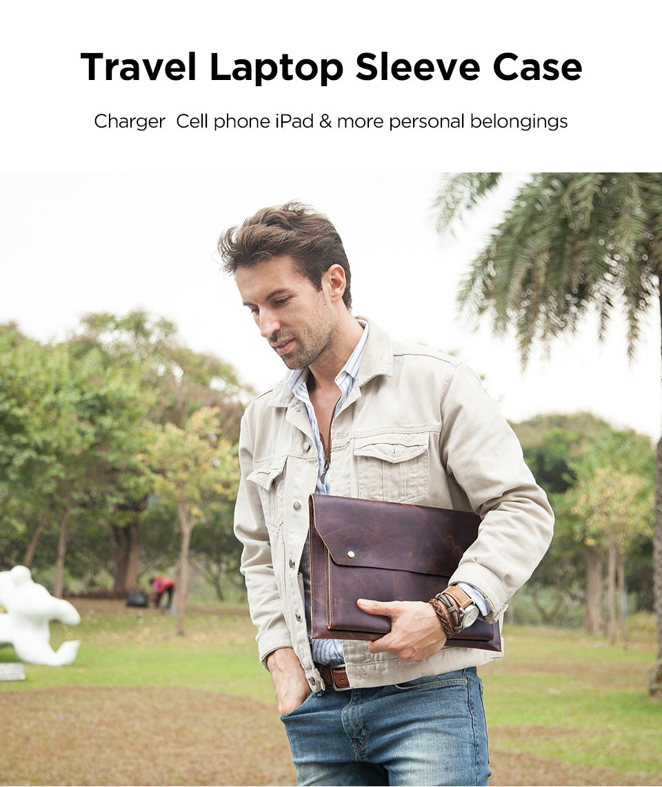 Travel Genuine Leather Laptop Case for MacBook Pro 14" & 16"