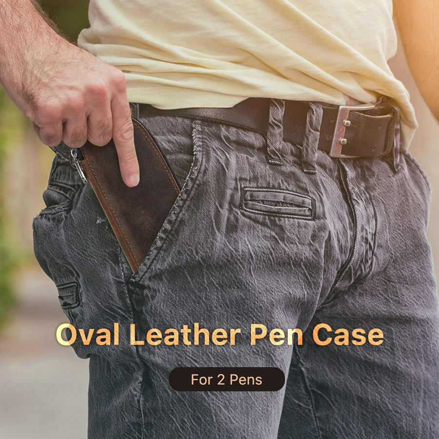 Travel-Ready Leather Pen Case with Secure Zipper