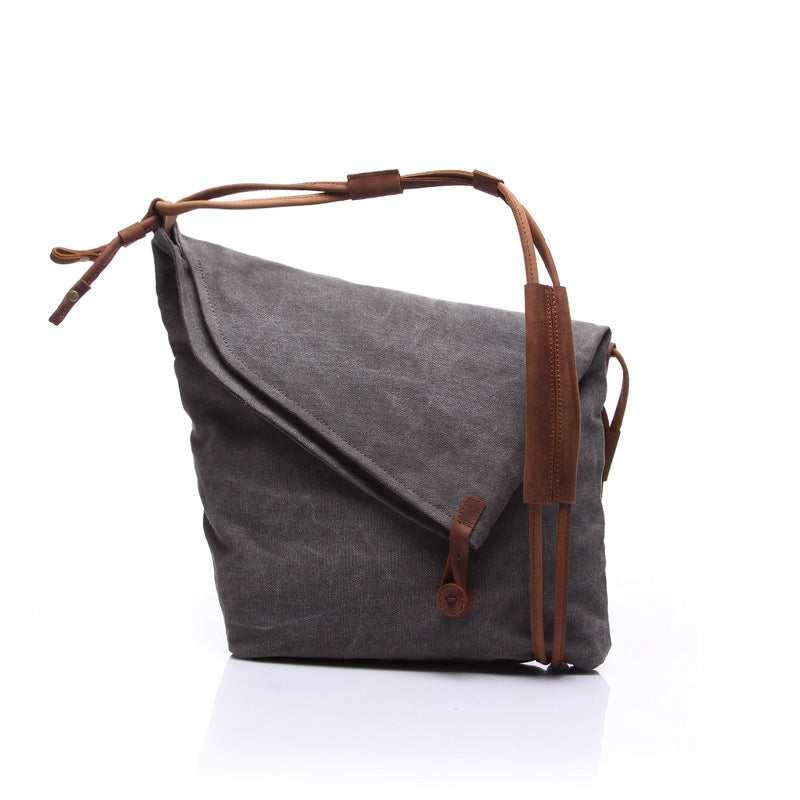 Unisex Retro Cotton Canvas Shoulder Bag - Foldable Crossbody Tote