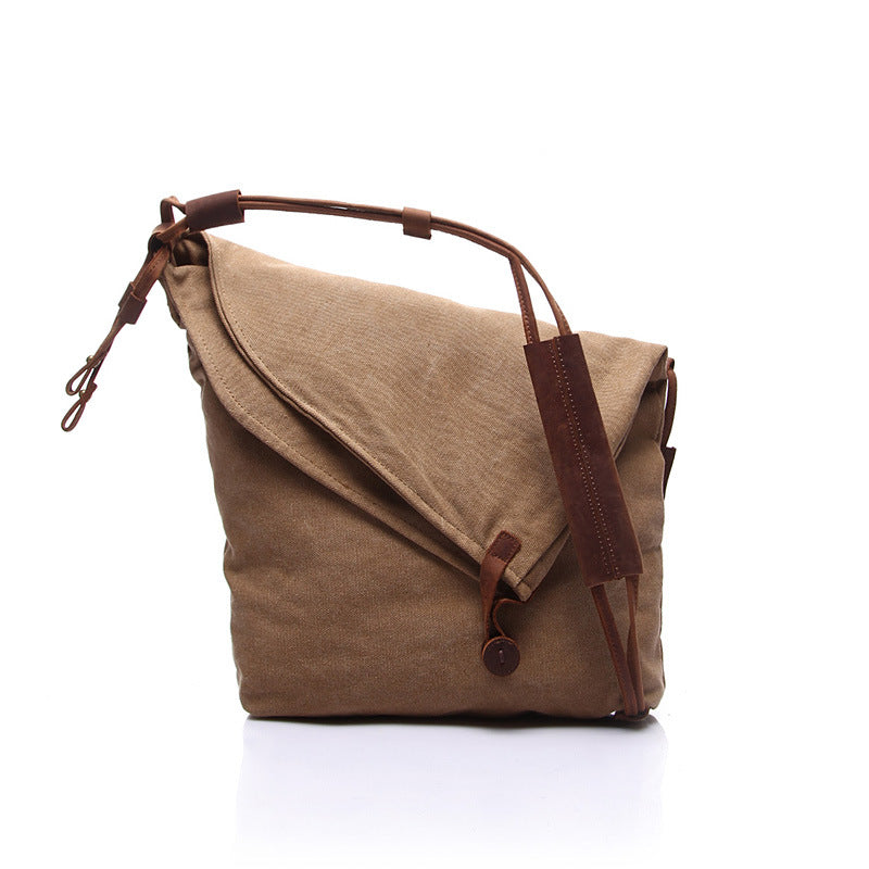 Unisex Retro Cotton Canvas Shoulder Bag - Foldable Crossbody Tote