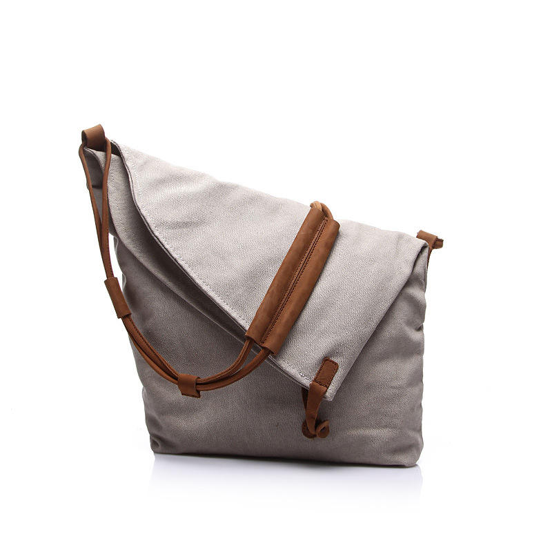 Unisex Retro Cotton Canvas Shoulder Bag - Foldable Crossbody Tote