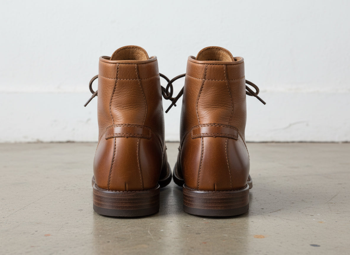 Vintage Handmade Men Lace up Brown Ankle Boot, Antique Brown Biker Boot - back-view