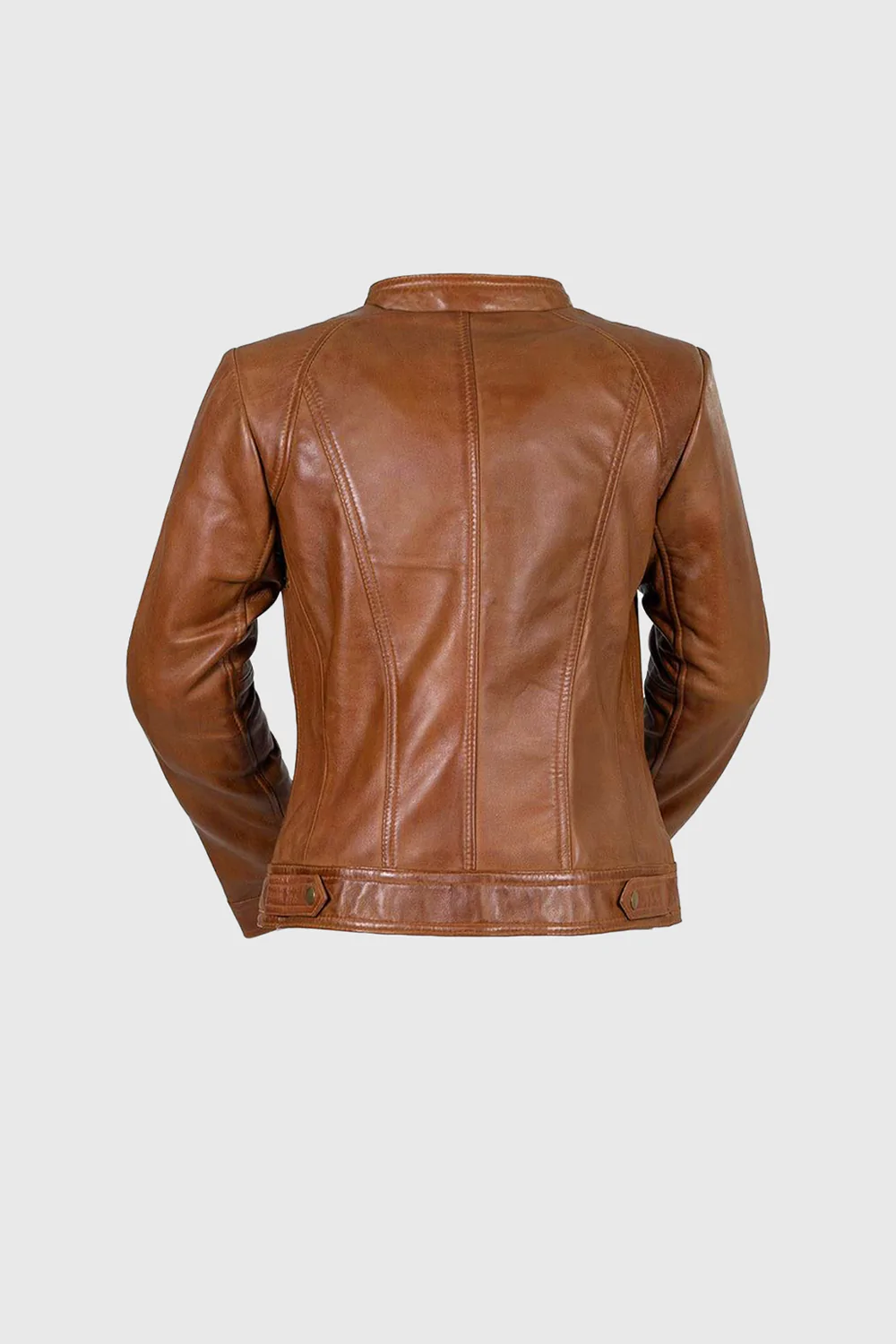 Women's Whiskey Fashion Leather Jacket, Women's Classic Streetwear Genuine Leather Jacket - Image 8