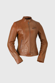 Women's Whiskey Fashion Leather Jacket, Women's Classic Streetwear Genuine Leather Jacket - Image 7
