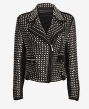 Women All over sliver studded Moto Jacket, 's Fashion moto Jacket