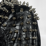 Alligator Textured Leather Rock Jacket with Studs and Spikes - Image 3