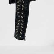 Alligator Textured Leather Rock Jacket with Studs and Spikes - Image 4