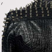 Alligator Textured Leather Rock Jacket with Studs and Spikes - Image 5