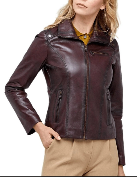 Handmade Women Antique Brown Leather Jacket, Women Multi Pocket Biker Jacket Jacket