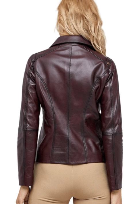 Handmade Women Antique Brown Leather Jacket, Women Multi Pocket Biker Jacket Jacket - Image 2