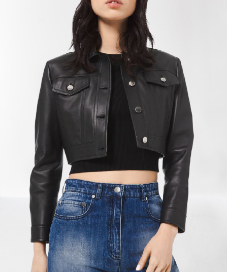 Men's Cropped Black Leather Jacket