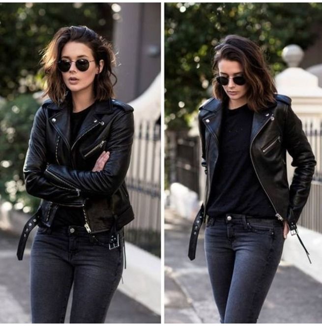 Women Black Leather moto Jacket, Womens Fashion black leather belted Jacket