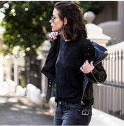 Women Black Leather moto Jacket, Womens Fashion black leather belted Jacket