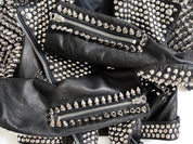 Punk Women Fashion Rock Steam Style Studded Biker Leather Jacket