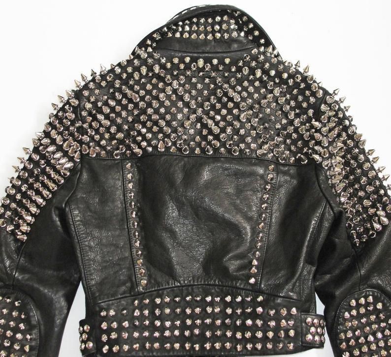 Punk Women Fashion Rock Steam Style Studded Biker Leather Jacket