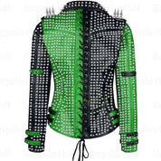 Women's Studded Cowhide Leather Motorbike Jacket - Image 2