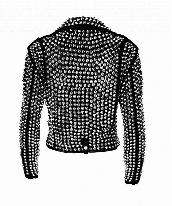 Womens Rock star All over Silver Studded Cowhide Leather Moto Jacket