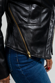 Women's Slim Fit Lambskin Leather Jacket, Women's Stylish Lambskin Leather Streetwear Jacket - Image 6