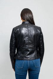 Women's Slim Fit Lambskin Leather Jacket, Women's Stylish Lambskin Leather Streetwear Jacket - Image 7