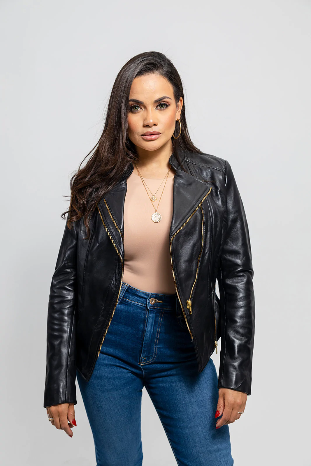 Women's Slim Fit Lambskin Leather Jacket, Women's Stylish Lambskin Leather Streetwear Jacket - Image 2